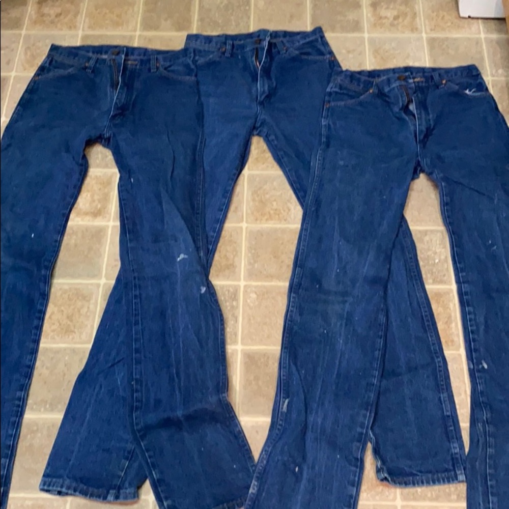 Lot of Three Wrangler Work Jeans